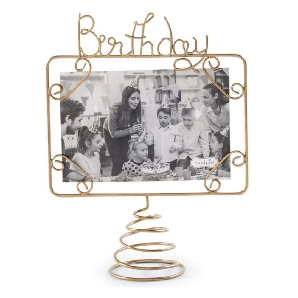 Mud Pie Birthday Gold Cake Topper photo stand